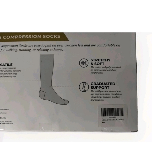 Women's Compression Socks 6 pack. L/XL. Dark Gray - Picture 4 of 4